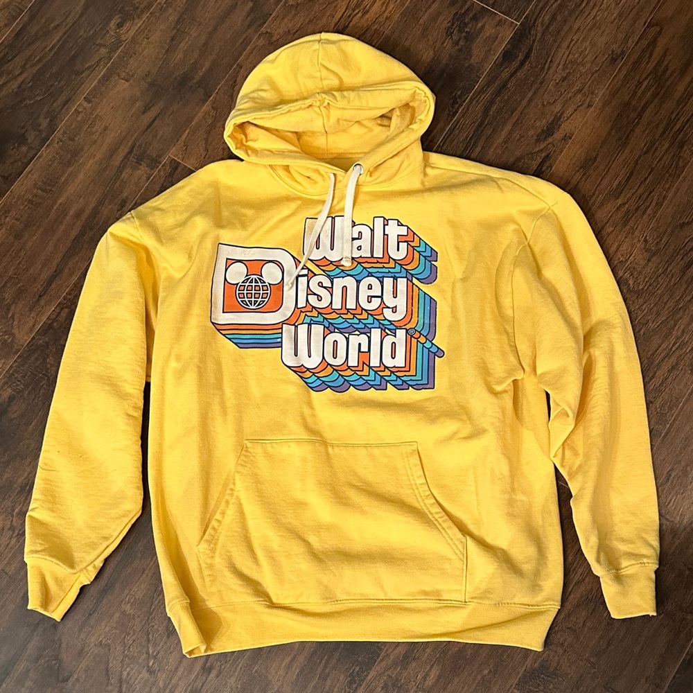 Disney Vibrant Yellow Hoodie with Retro Graphic